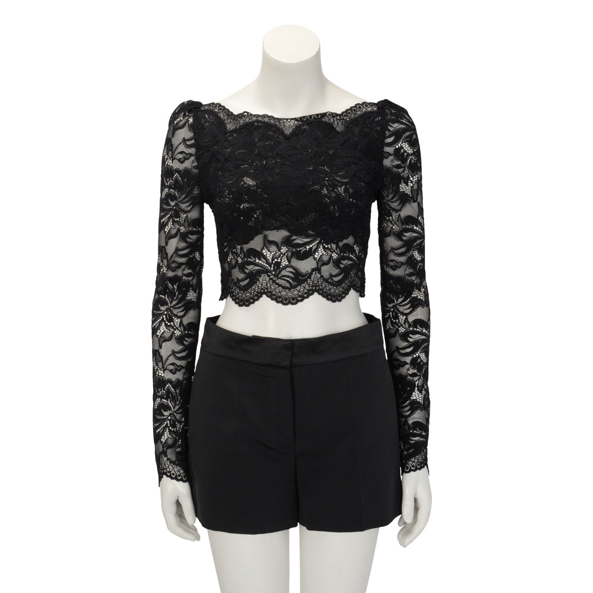 Rabanne Black Lace Crop Top FR 36
