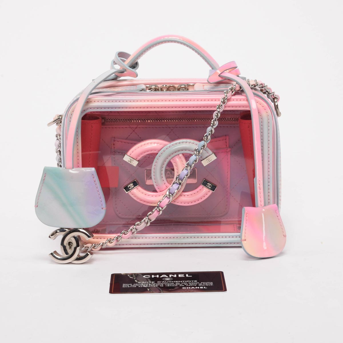 Chanel Pink PVC CC Filigree Vanity Case