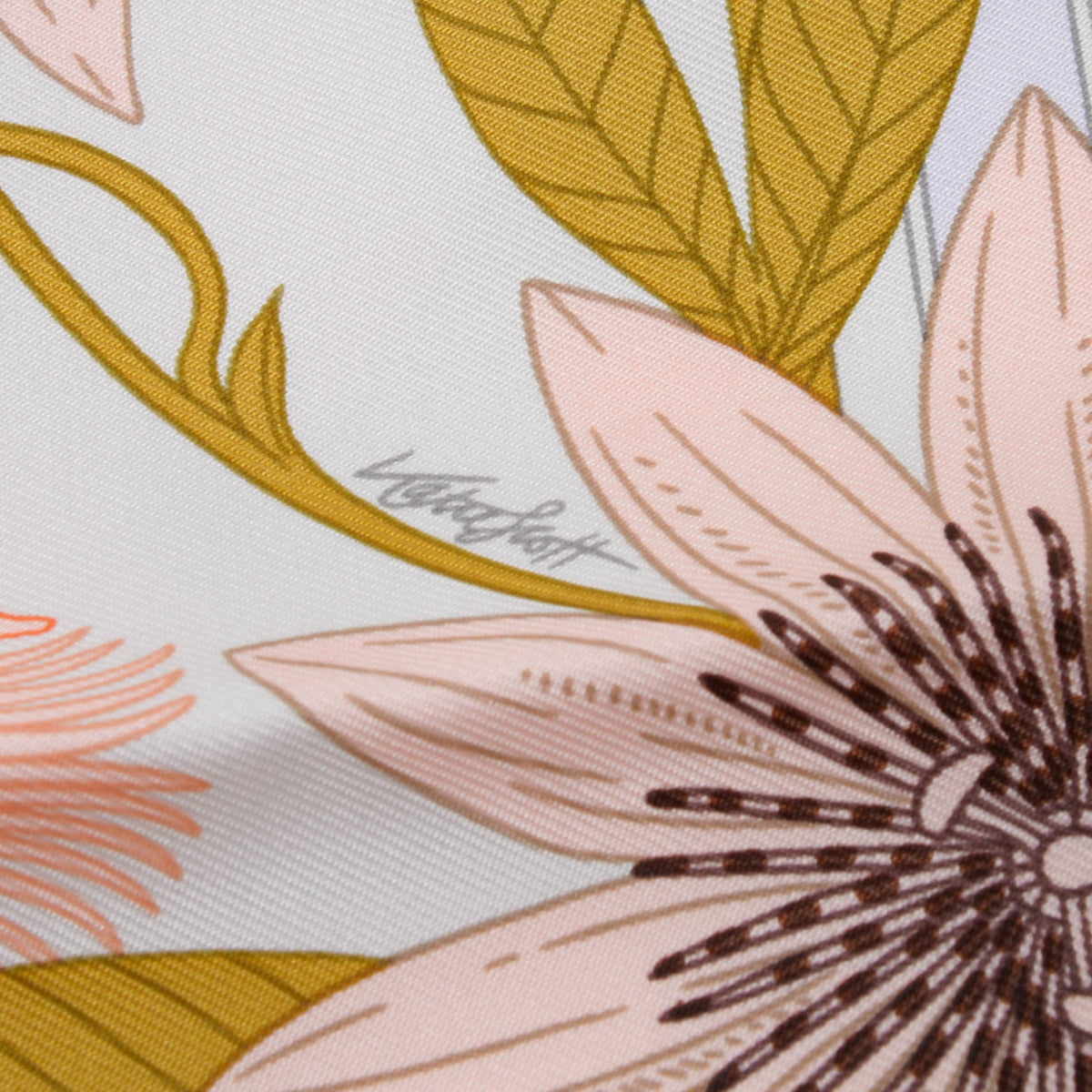 Hermes Kaki Silk Precious Paradise Scarf