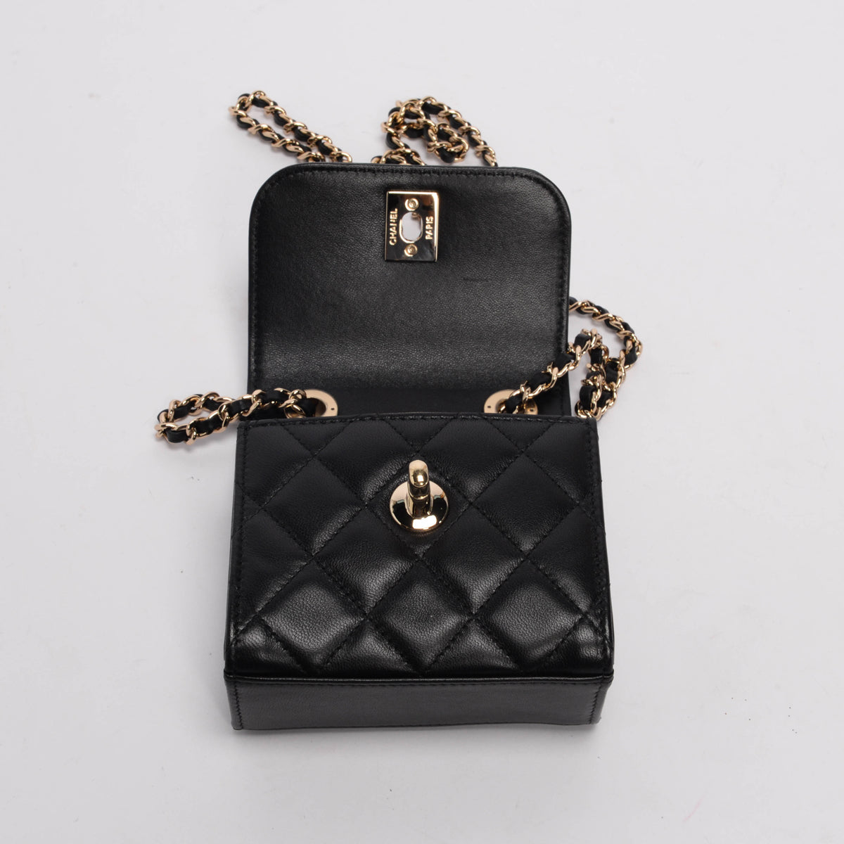 Chanel Black Quilted Lambskin Trendy CC Mini Chain Wallet