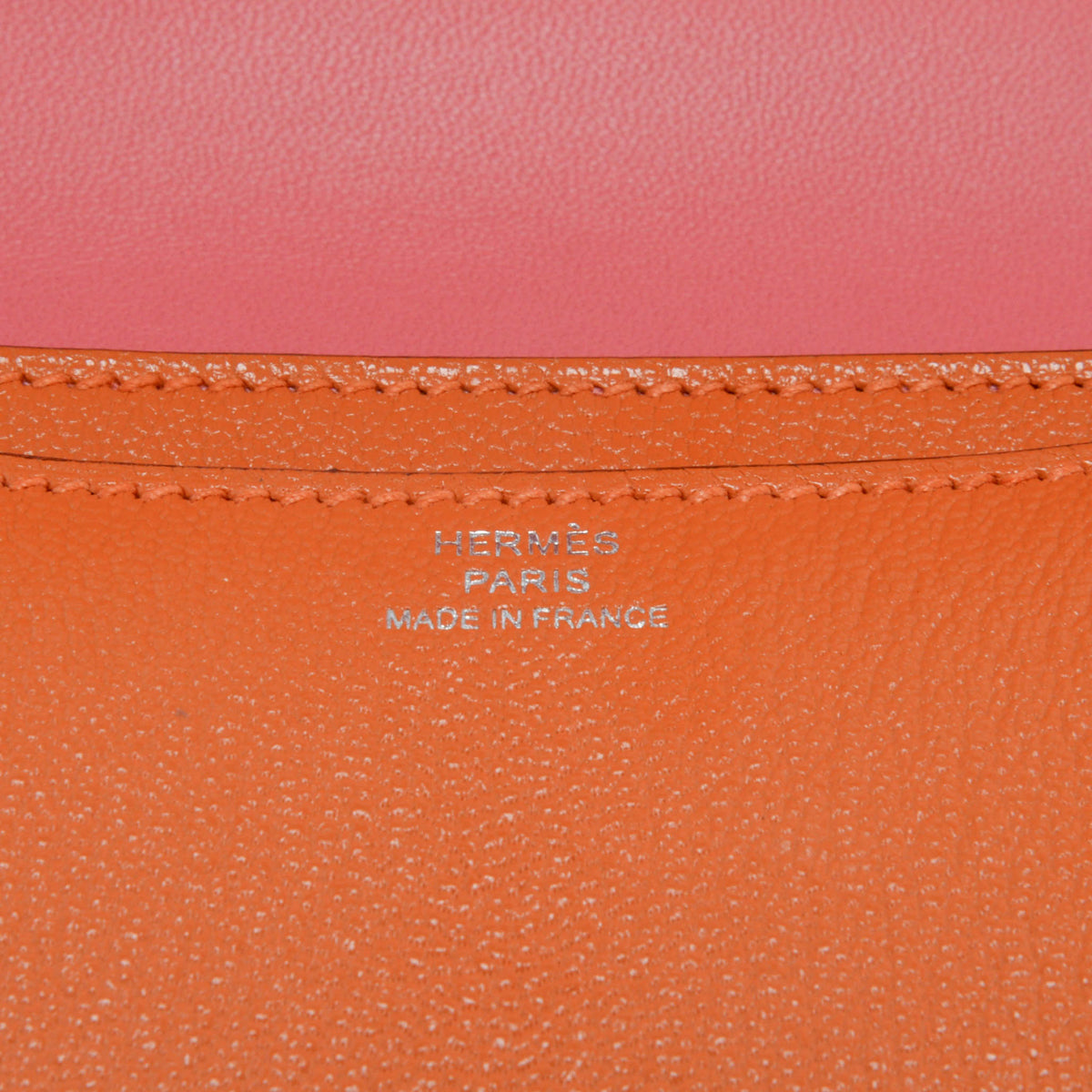 Hermes Orange & Rose Azalee Chevre Mysore Verso Constance 18