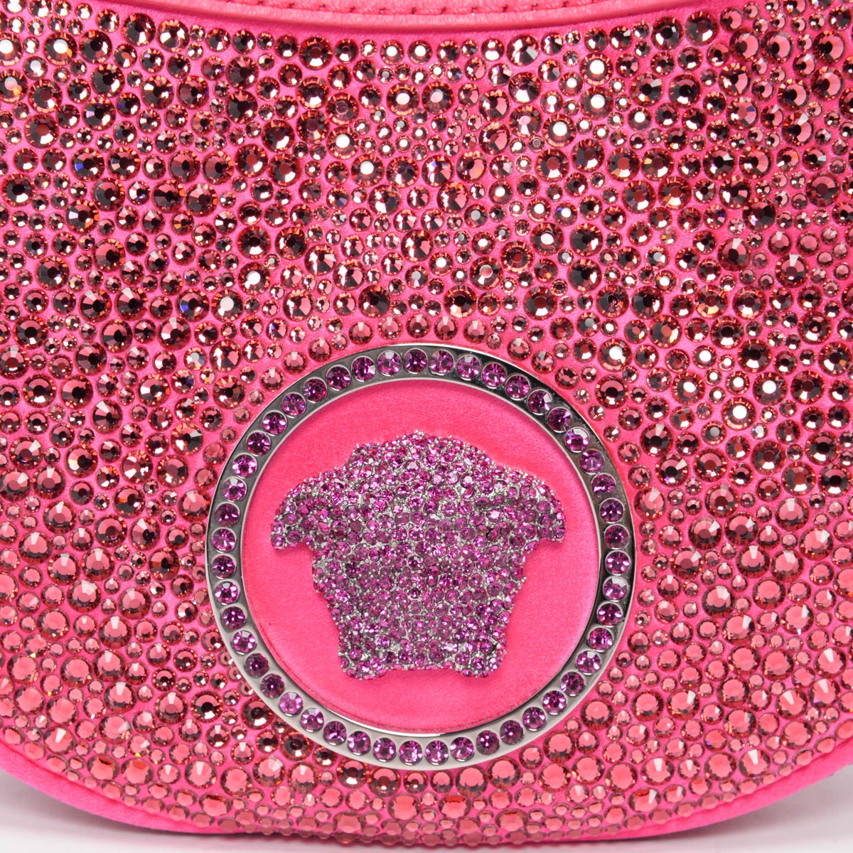 Versace Pink Crystal Repeat Mini Embellished Medusa Bag