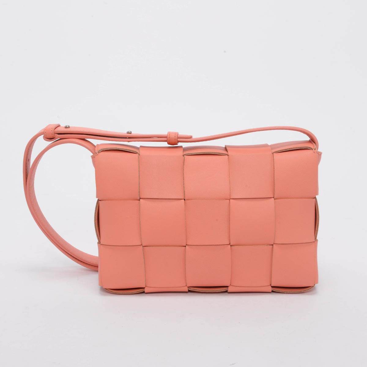 Bottega Veneta Coral Intreccio Lambskin Cassette Bag