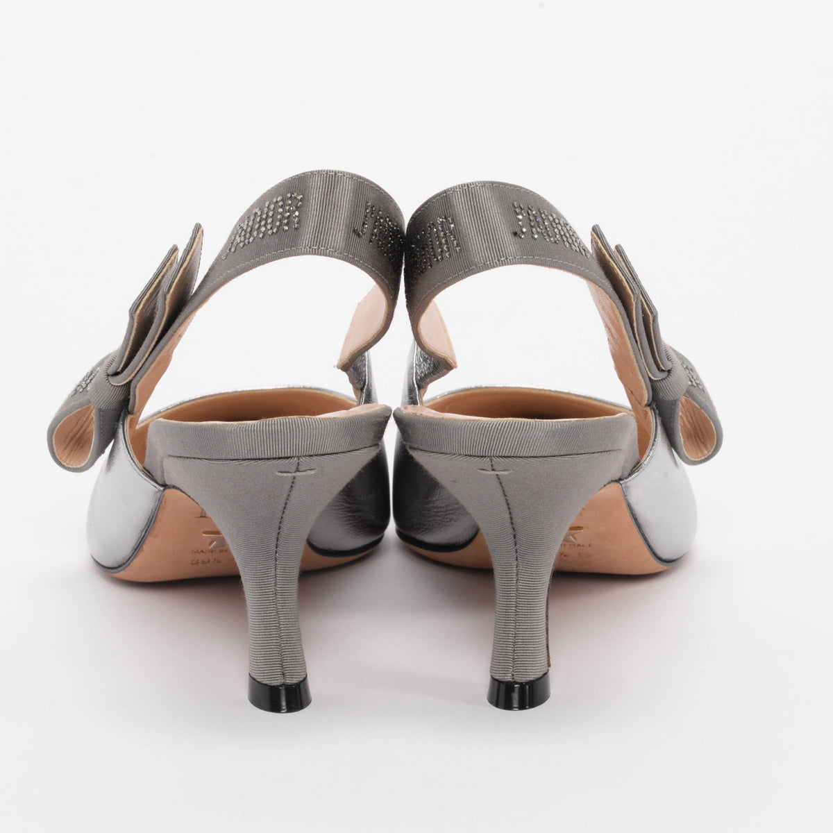 Dior Silver Lambskin J'Adior Slingback Pumps 39.5