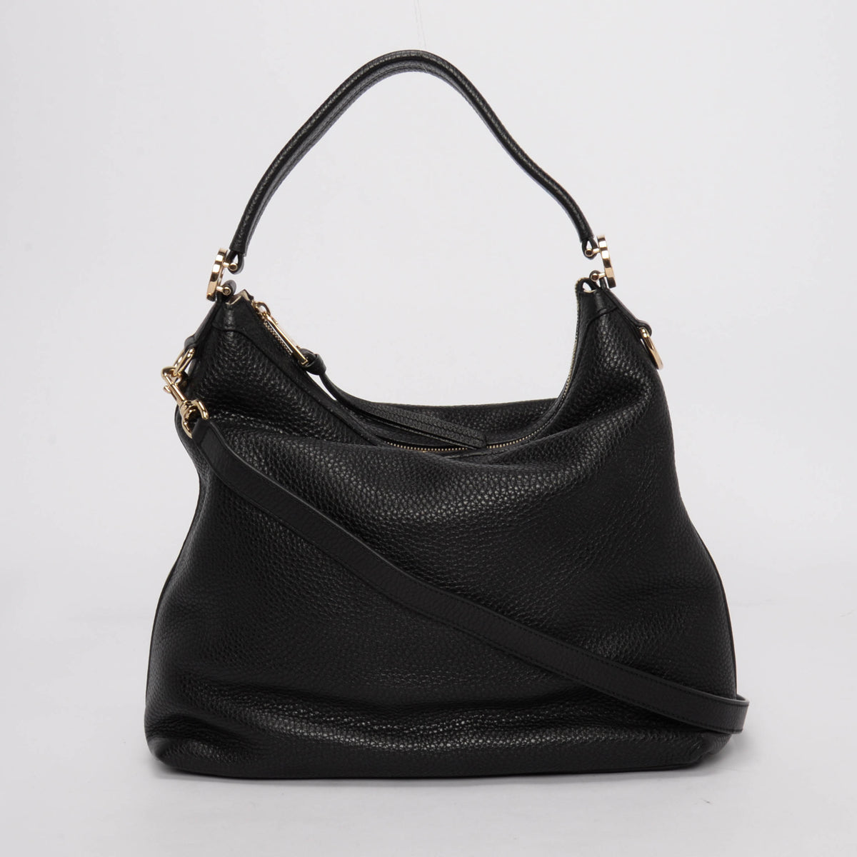 Gucci Black Grained Calfskin Small Miss GG Hobo Bag