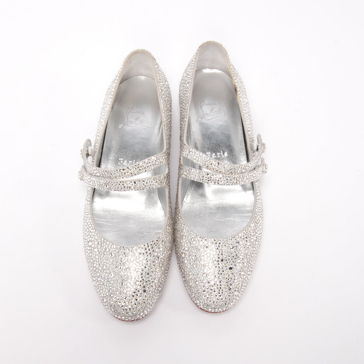 Christian Louboutin Silver Strass Embellished Sweet Jane Shoes 38