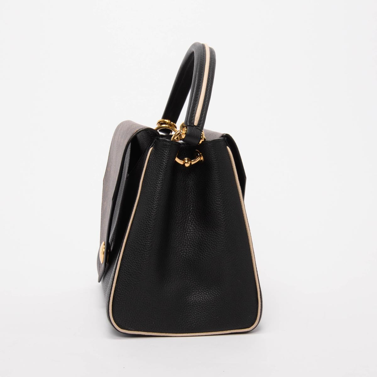 Louis Vuitton Black & Monogram Grained Calfskin Double V Bag