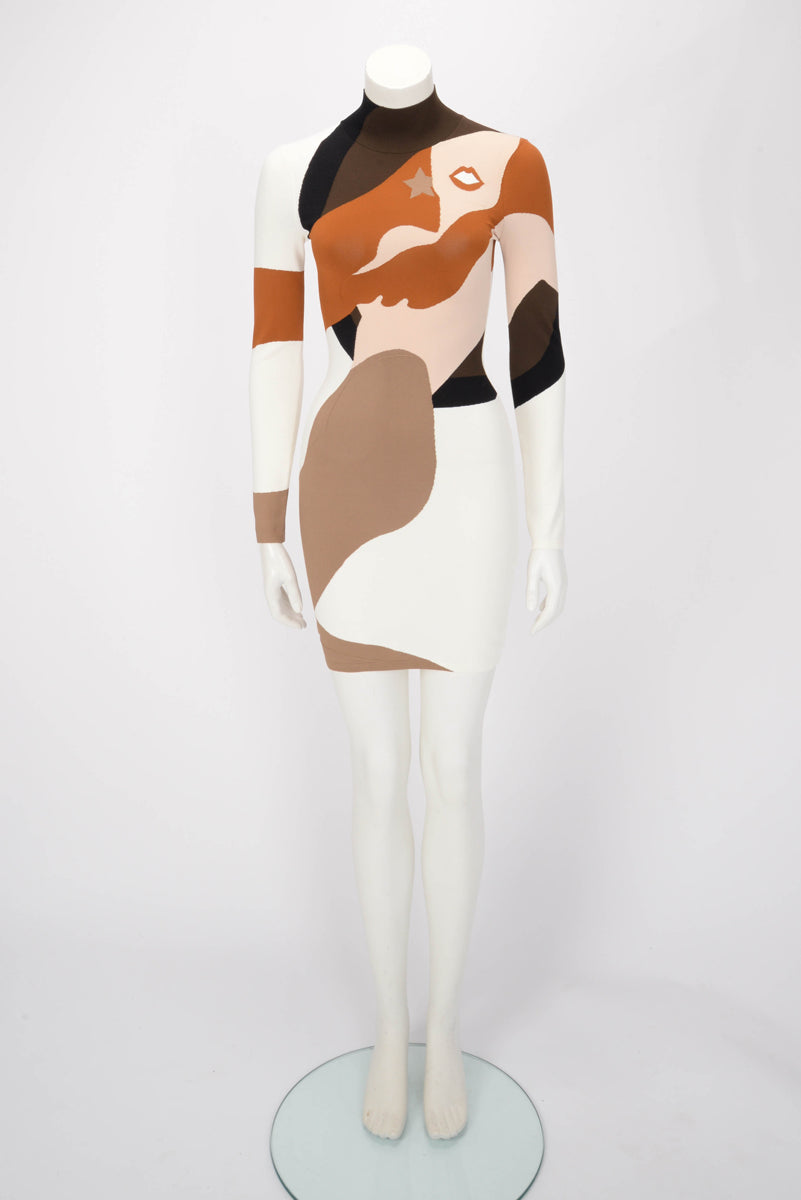 Fendi Intarsia Knit Mermaid Turtleneck Dress IT 40