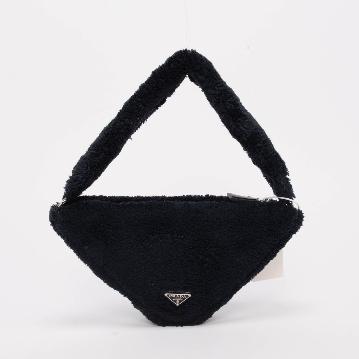 Prada Black Terry Cloth Triangle Pouch Bag