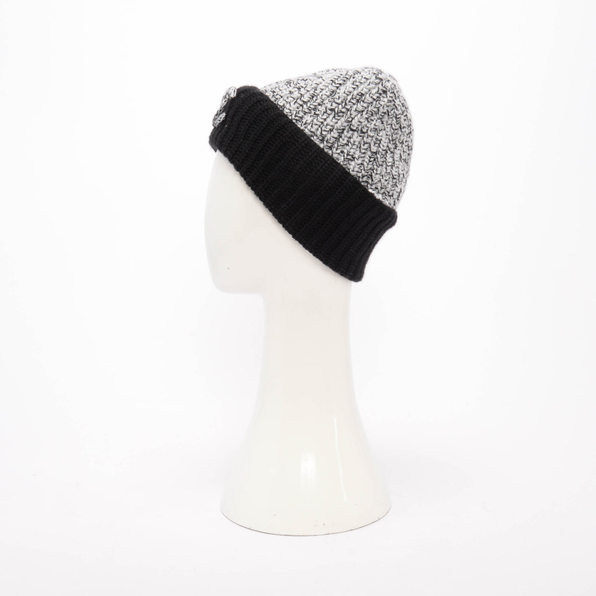 Chanel Black & White Cashmere Knit CC Beanie