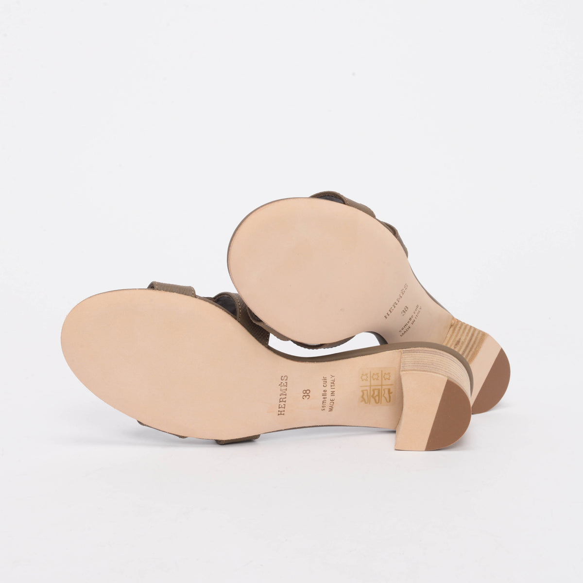 Hermes Etoupe Epsom Oasis Sandals 38