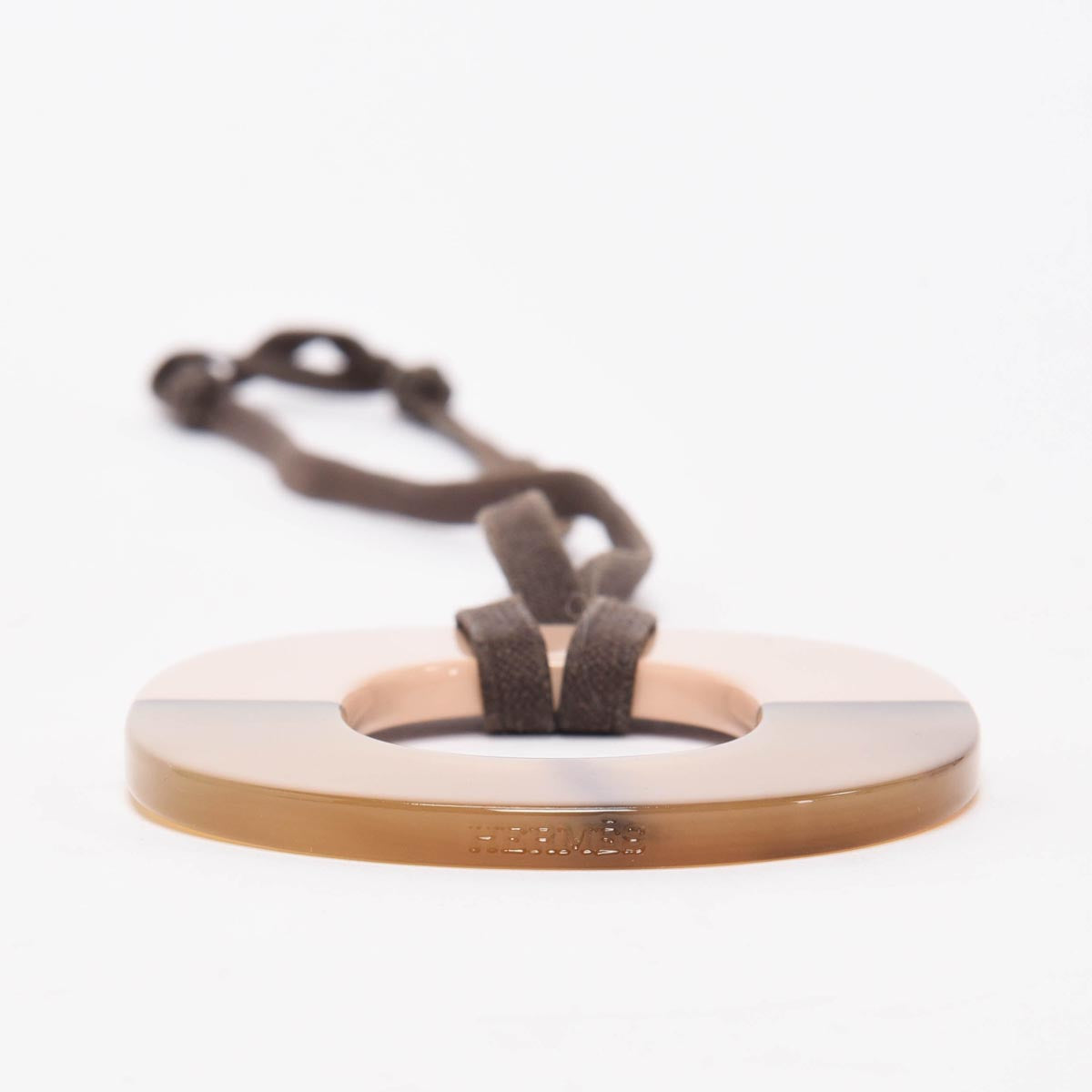 Hermes Khaki Lacquered Horn Isthme Pendant