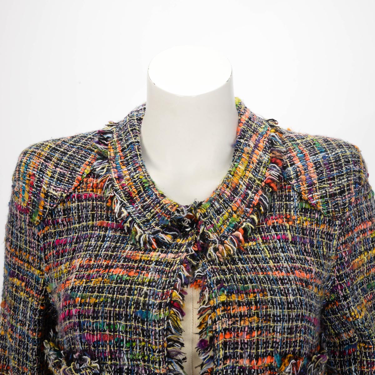 Chanel Multi Colour Fantasy Tweed CC Button Jacket FR 40