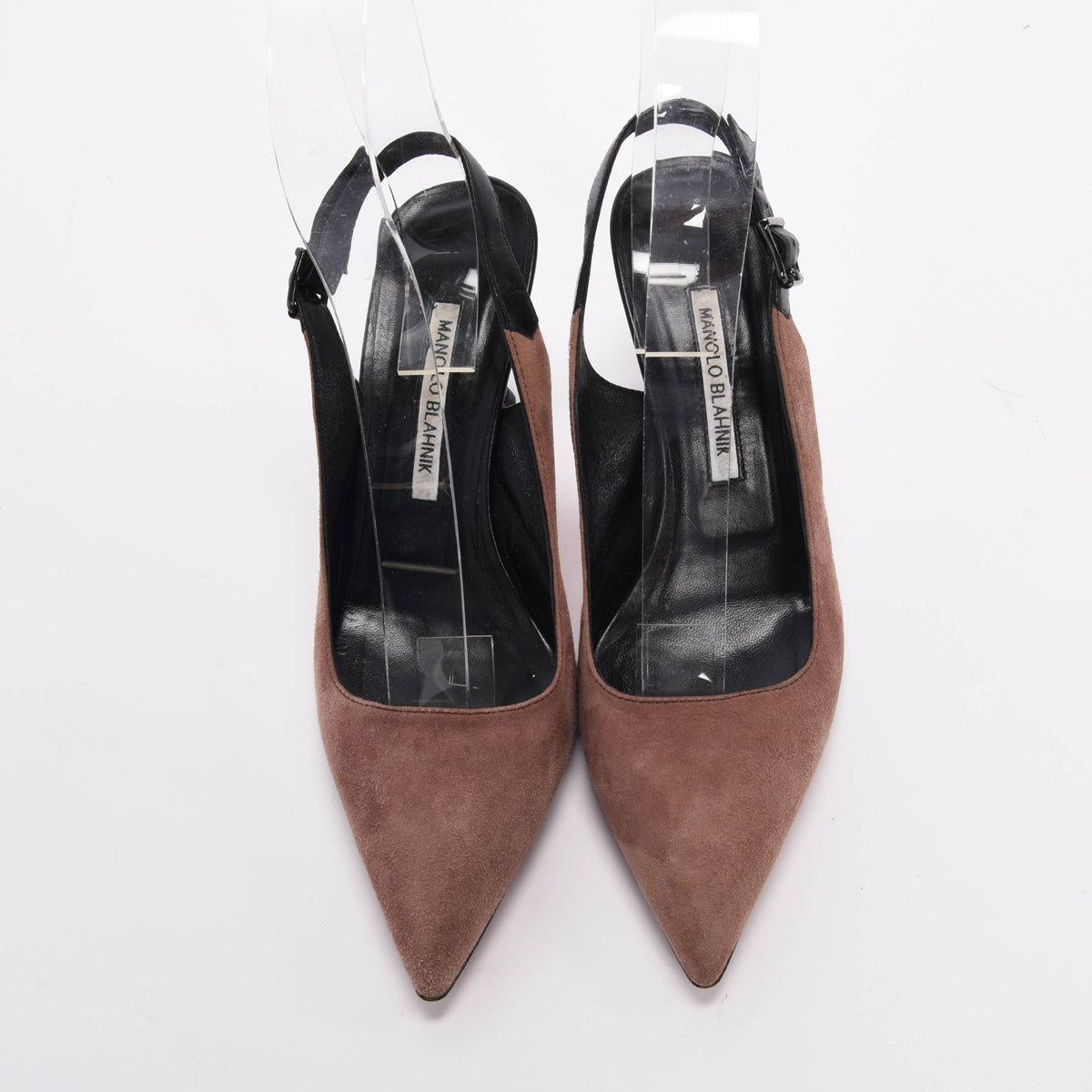 Manolo Blahnik Taupe Suede Slingback Pumps 40