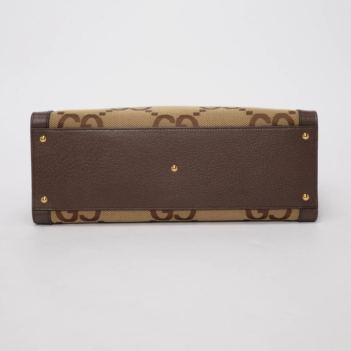 Gucci Brown Dollar Calfskin Jumbo GG Medium Diana Tote
