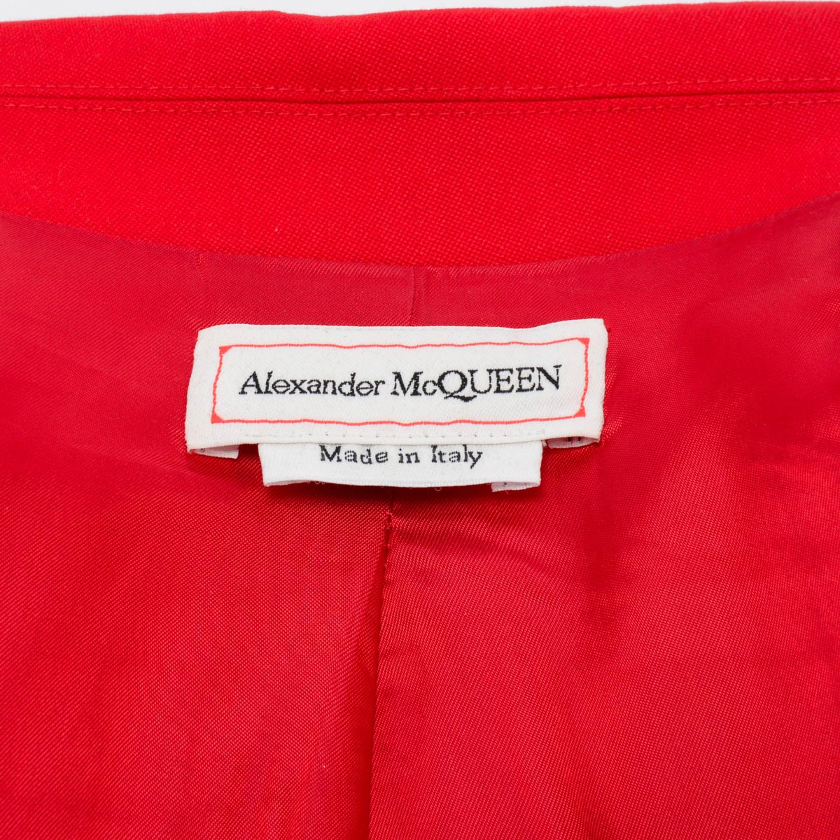 Alexander McQueen Lust Red Wool Cropped Tuxedo Jacket IT 42