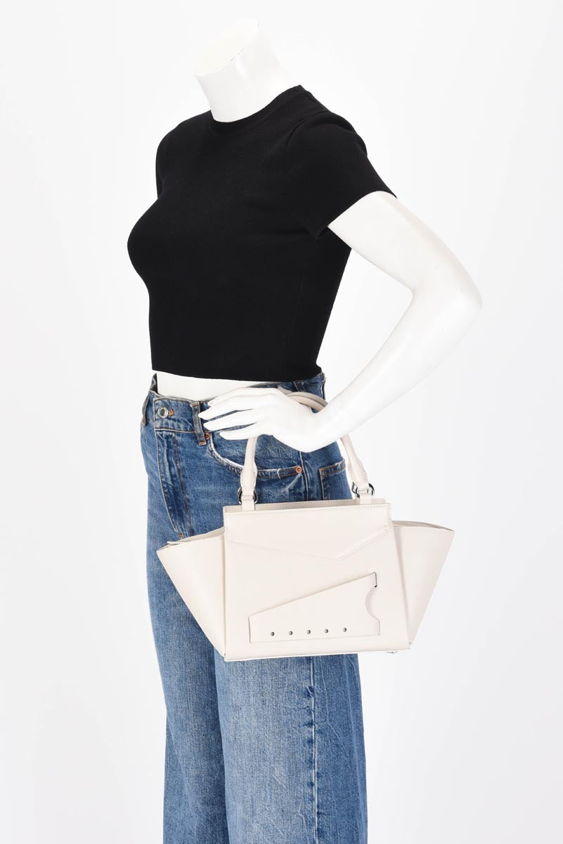 Margiela Greige Grained Calfskin Snatched Tote Bag