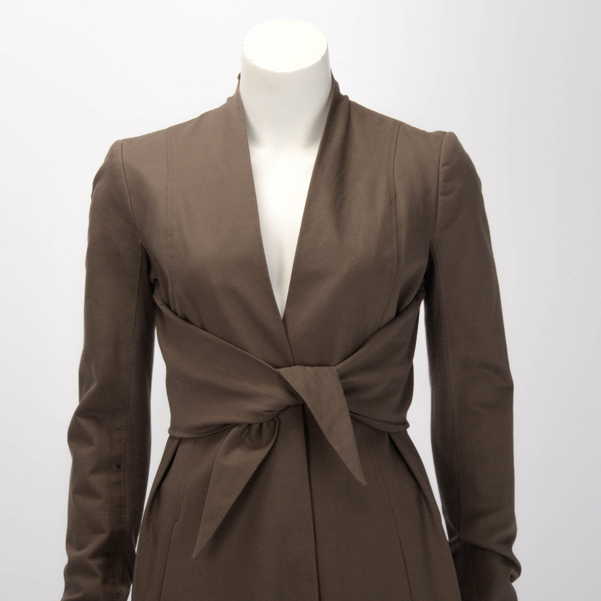 Rick Owens Brown Cotton Drill Open Coat M
