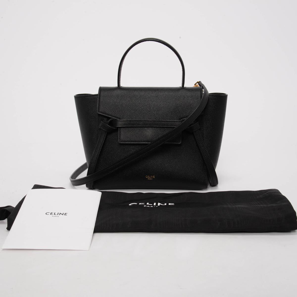 Celine Black Grained Calfskin Nano Belt Bag