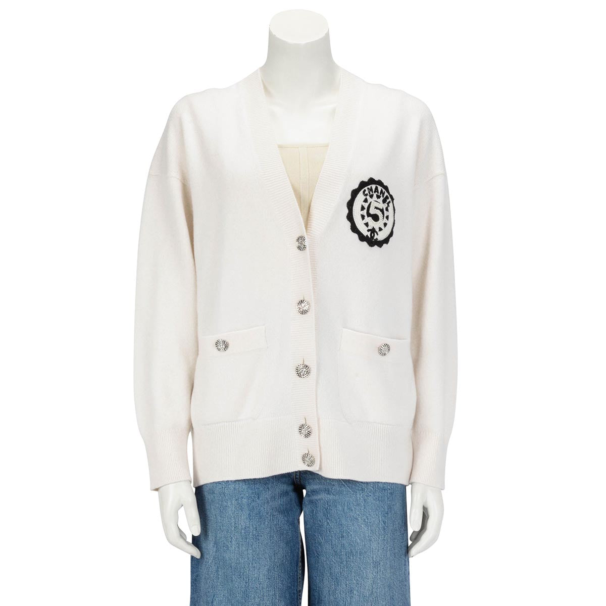 Chanel Cream Cashmere No. 5 Cruise Cardigan FR 36