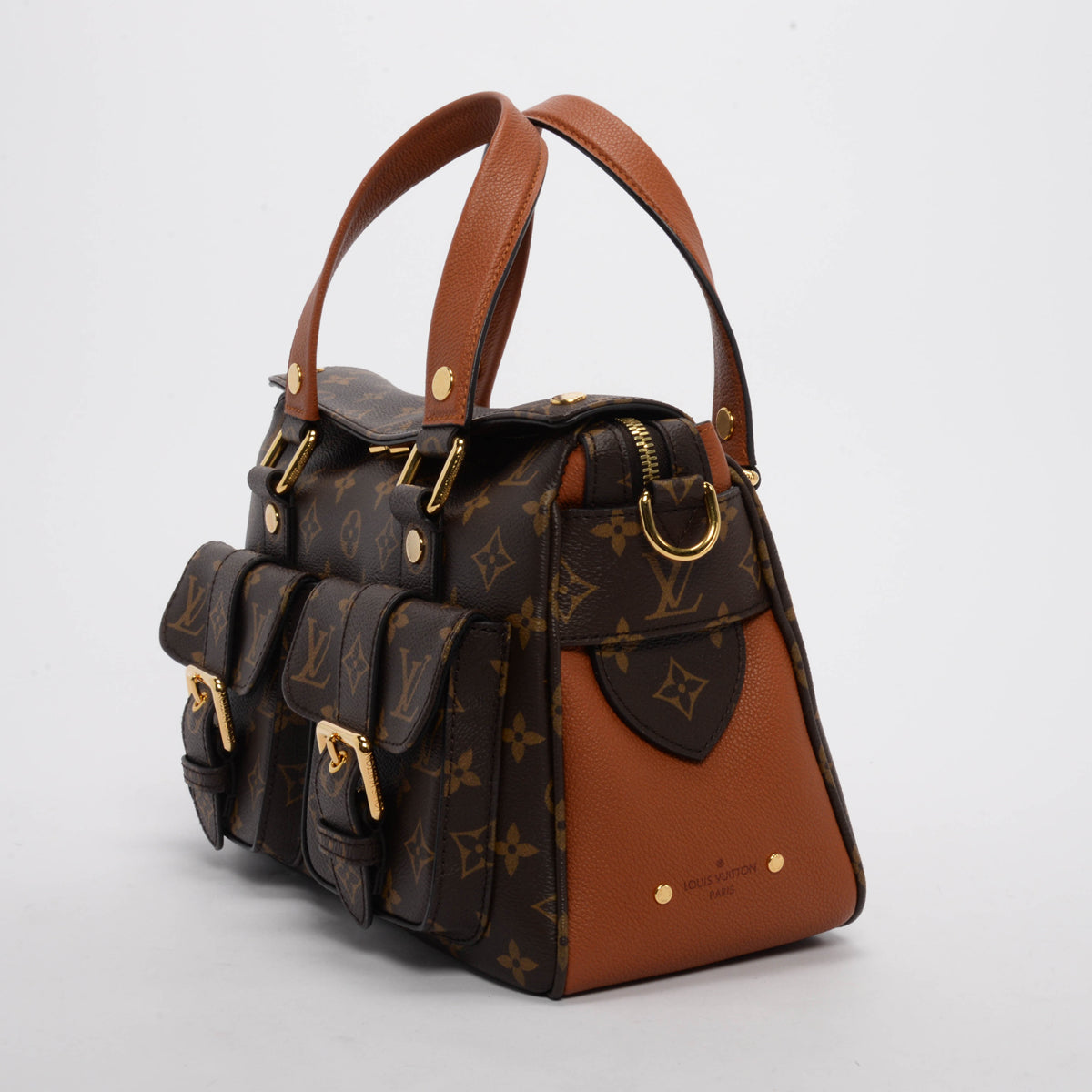 Louis Vuitton Caramel Leather & Monogram Manhattan NM Bag