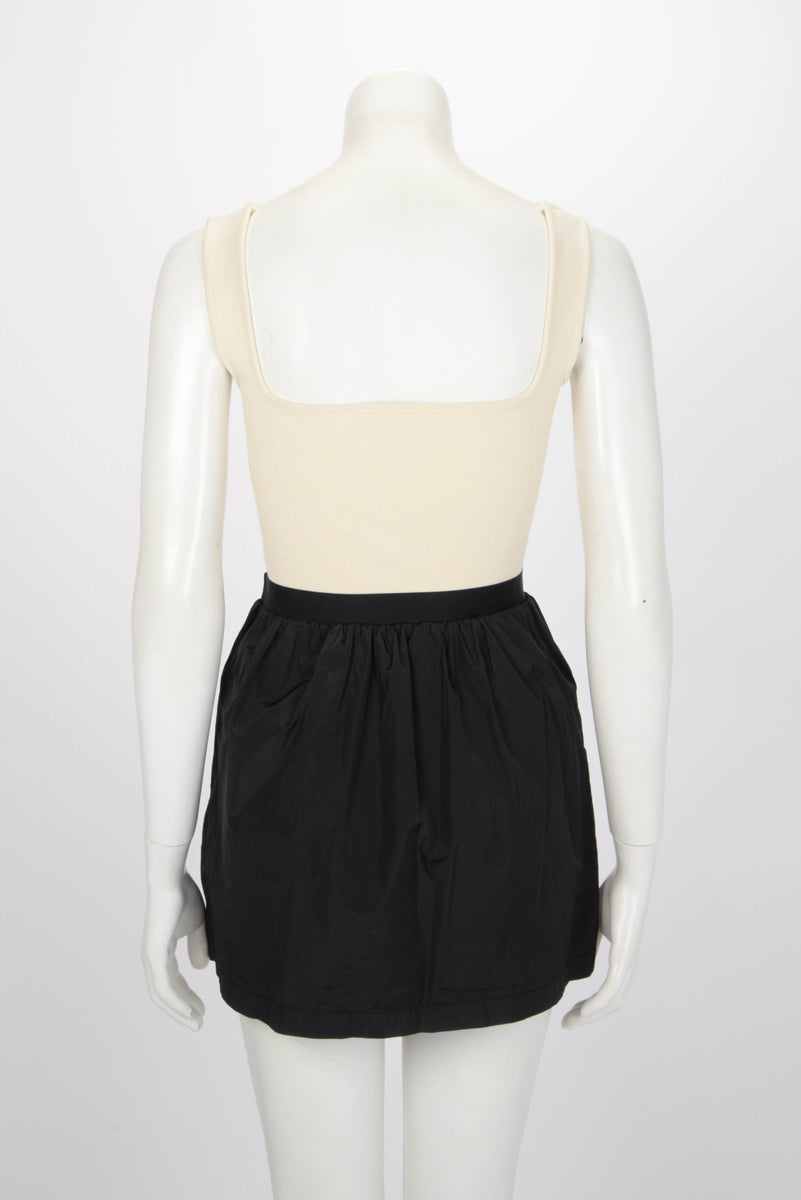 Miu Miu Black Technical Silk Logo Mini Skirt IT 36
