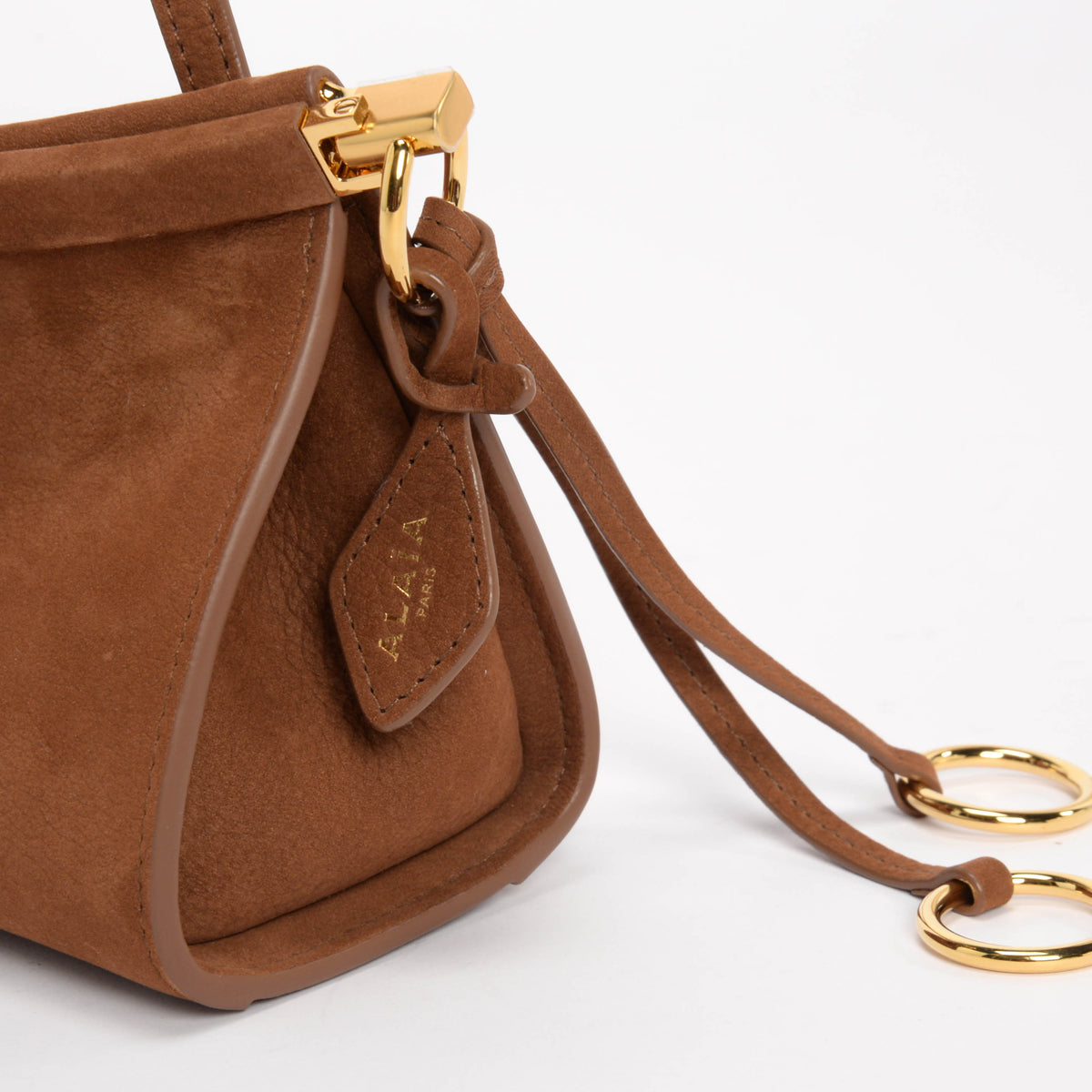 Alaia Brown Nubuck Le Click East West Small Bag