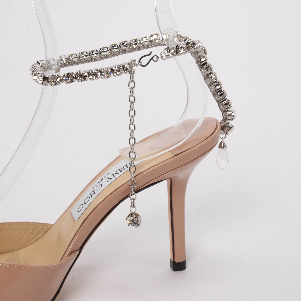 Jimmy Choo Ballet Pink Patent Crystal Saeda Pumps 38