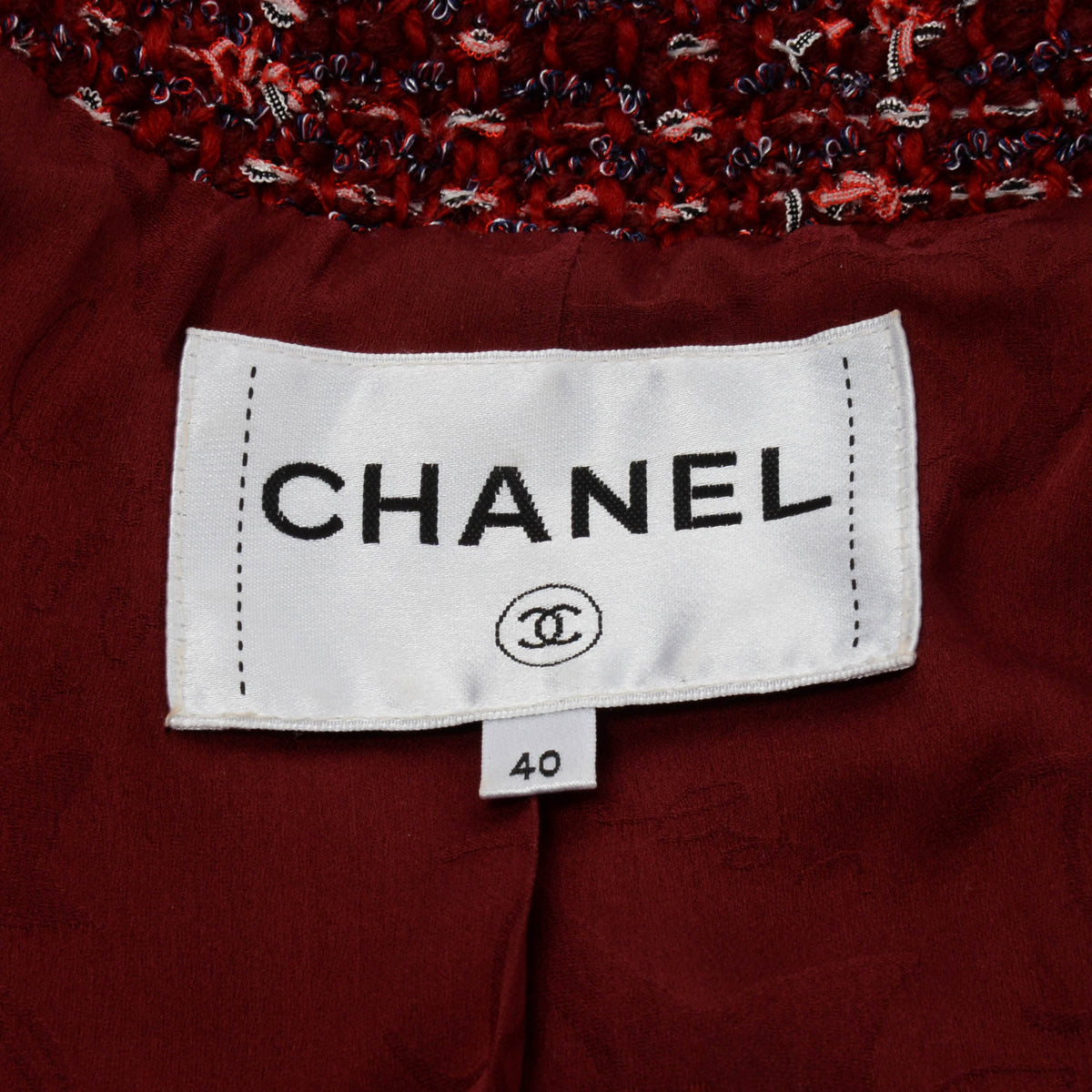 Chanel Red & Orange Fantasy Tweed Jacket FR 40