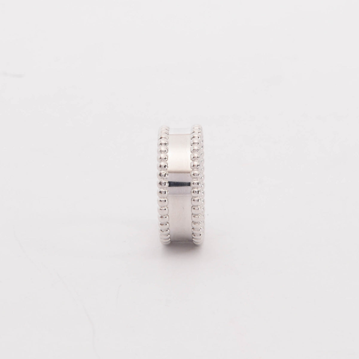 Van Cleef & Arpels 18k White Gold Perlee Signature Ring