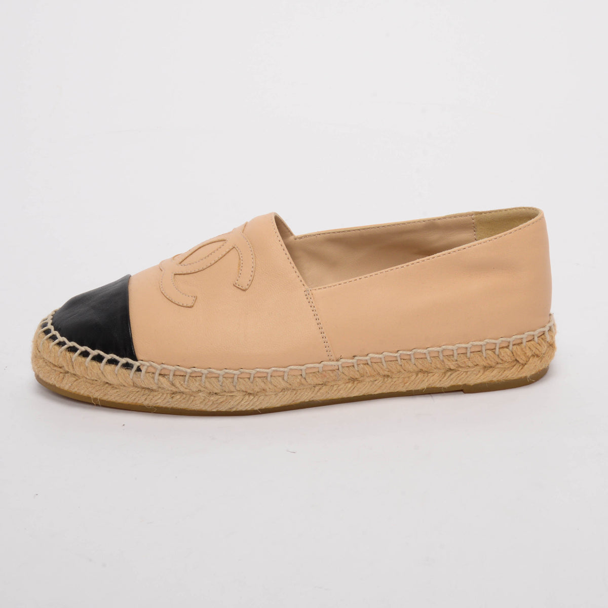 Chanel Beige Lambskin CC Espadrilles 37