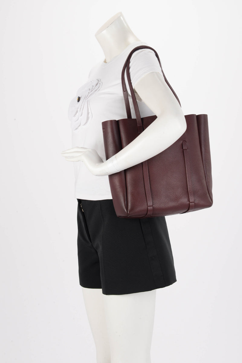 Balenciaga Burgundy Calfskin Xs Everyday Tote