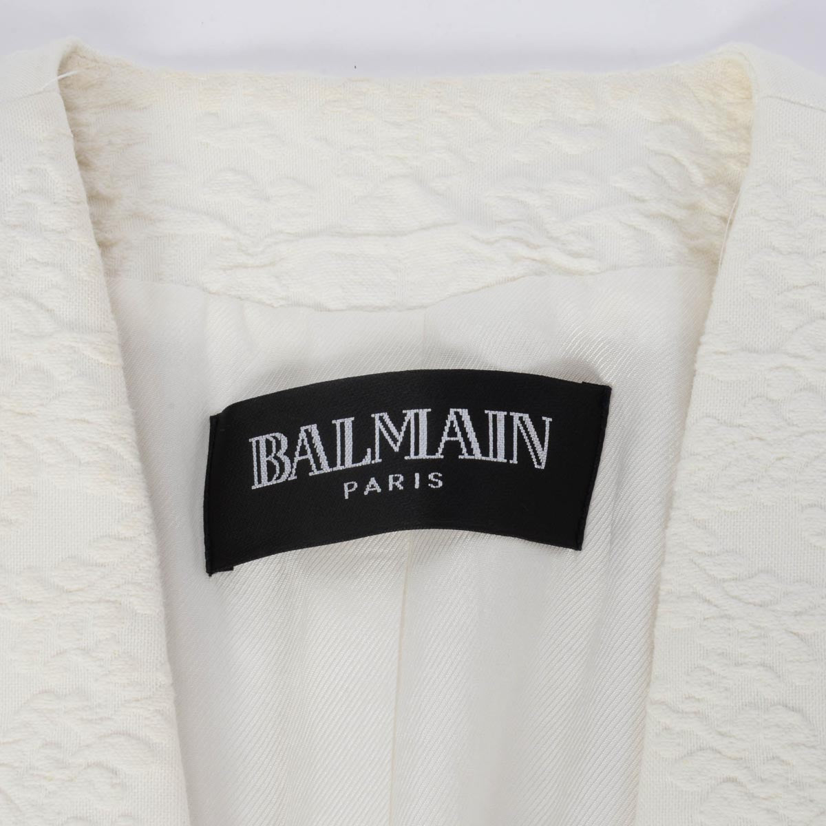 Balmain White Embroidered Open Jacket FR 36