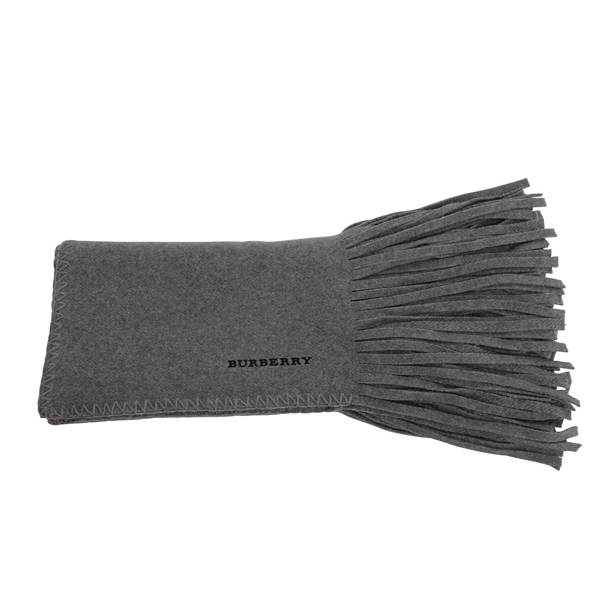 Burberry Marl Grey Wool & Cashmere Felted Fringed Shawl