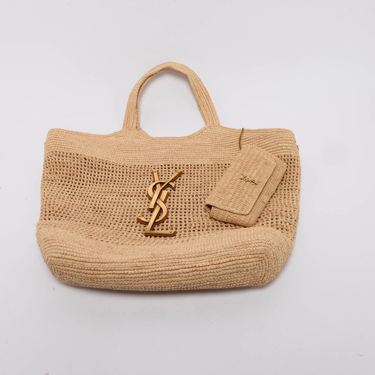 Saint Laurent Natural Raffia Icare Tote