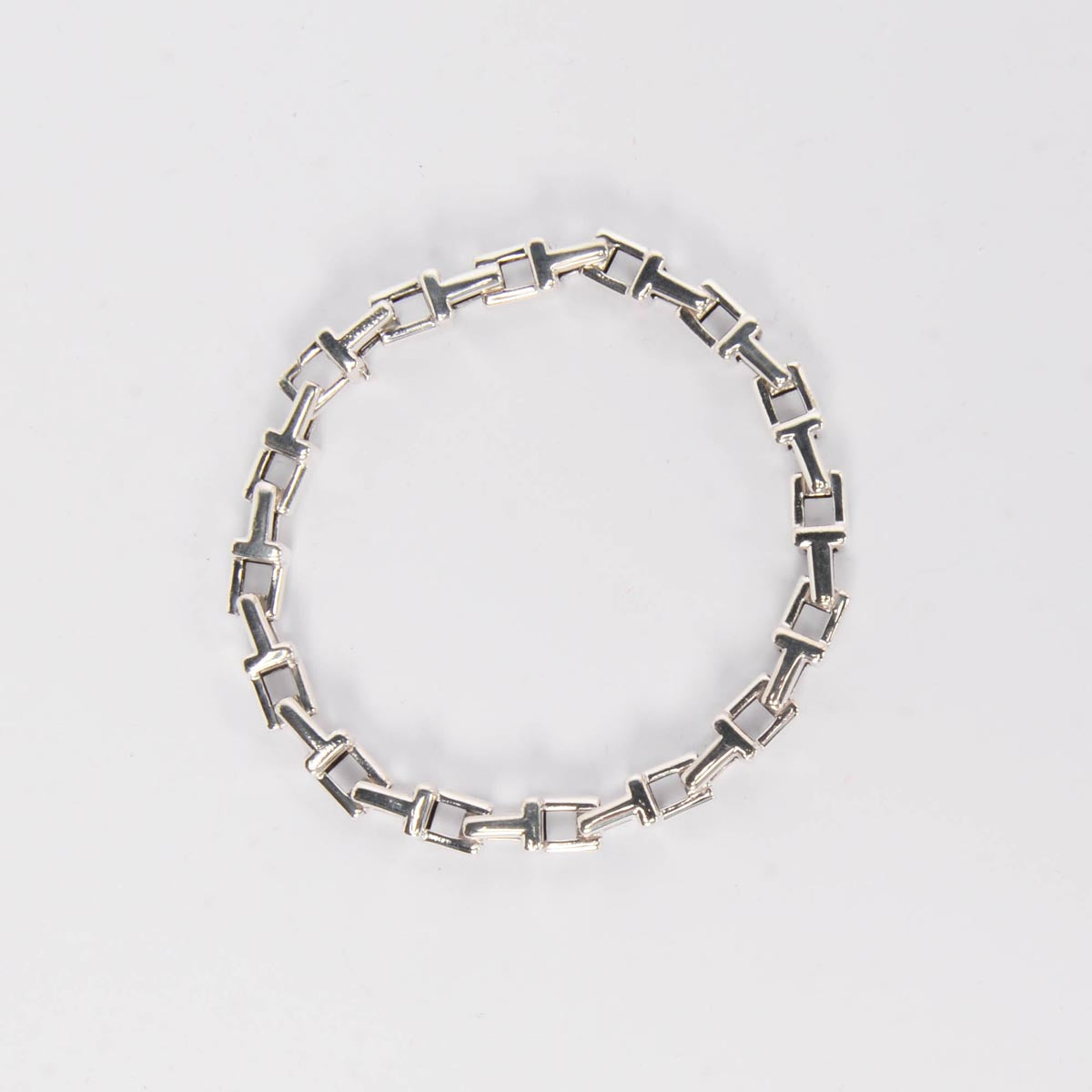 Tiffany & Co Sterling Silver T Square Chain Link Bracelet