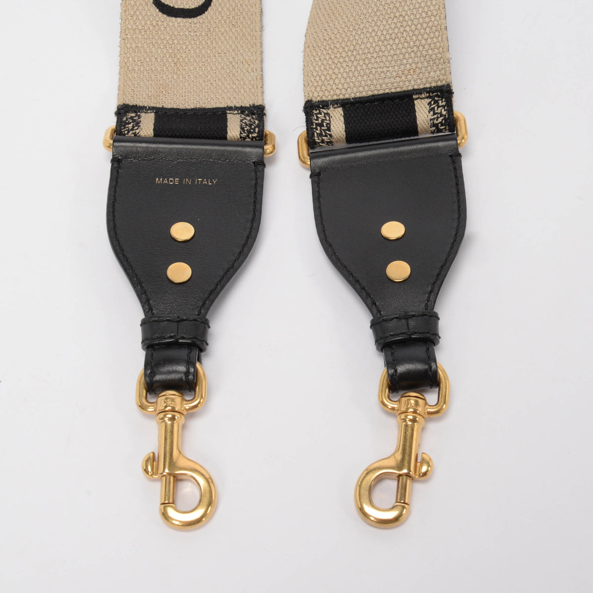 Dior Black Embroidered Canvas Logo Bag Strap