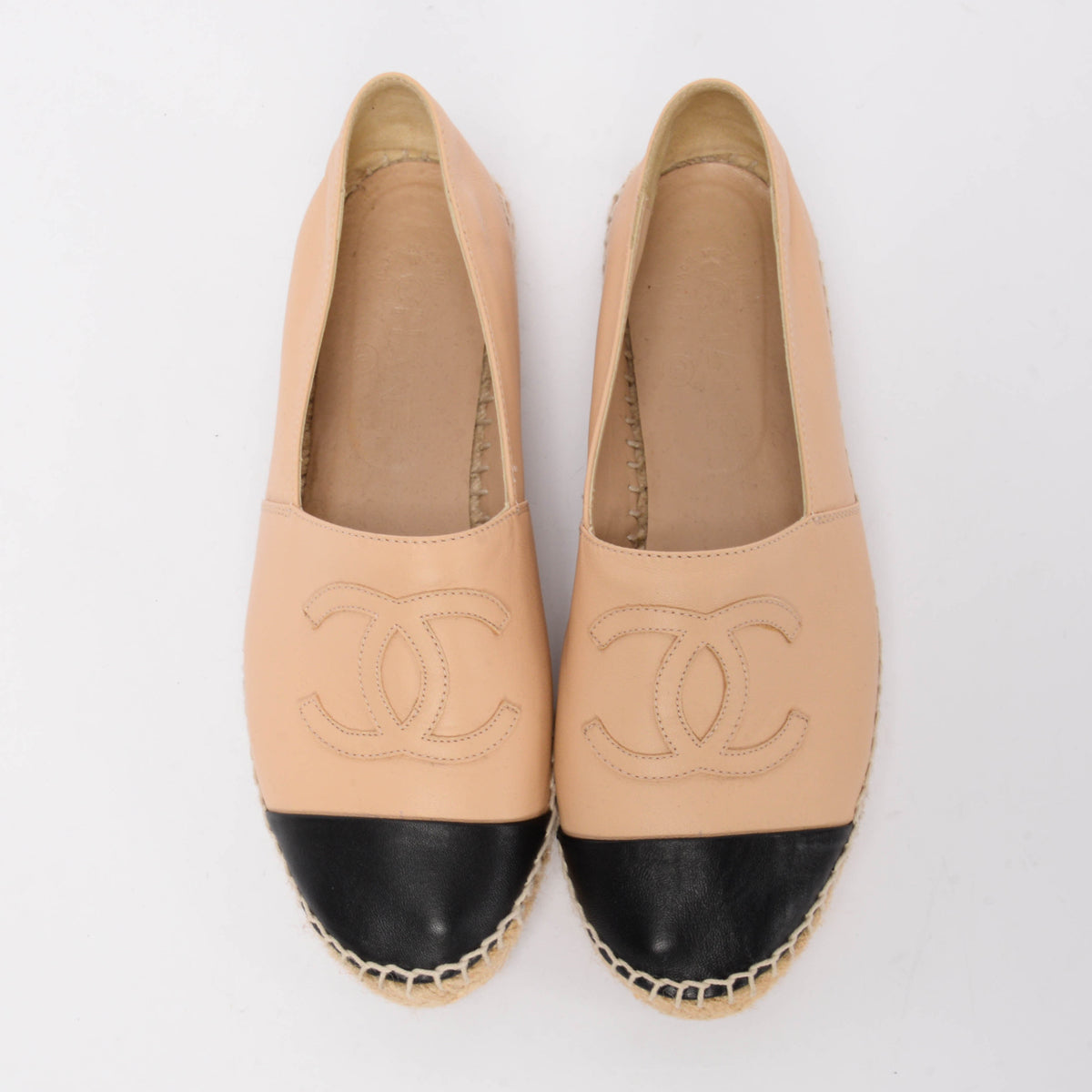 Chanel Beige Lambskin CC Espadrilles 37