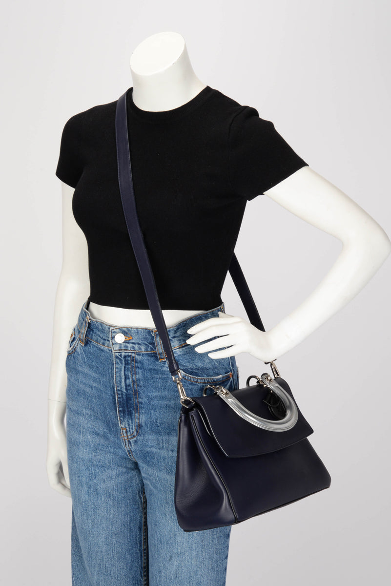 Dior Deep Blue Calfskin Dior Be Small Flap Bag