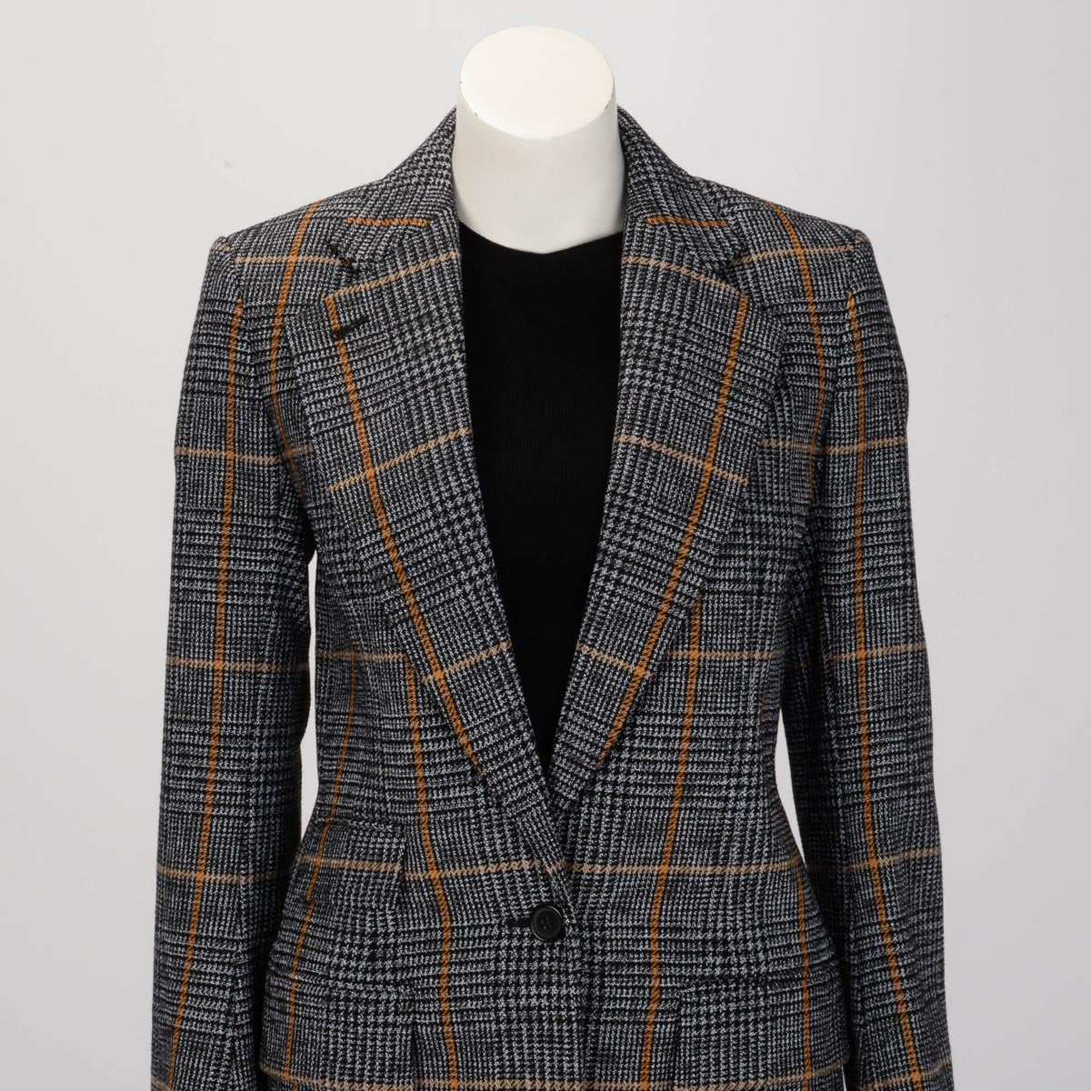 Chloe Grey Wool Blend Window Pane Check Coat