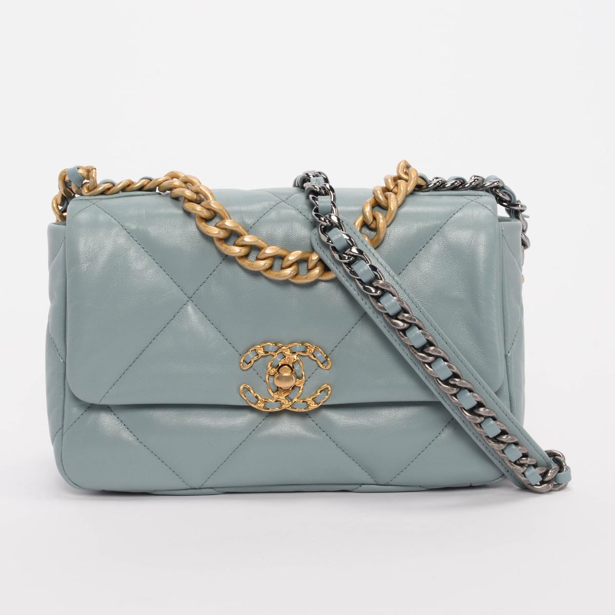 Chanel Blue Quilted Lambskin Medium Chanel 19 Flap Bag
