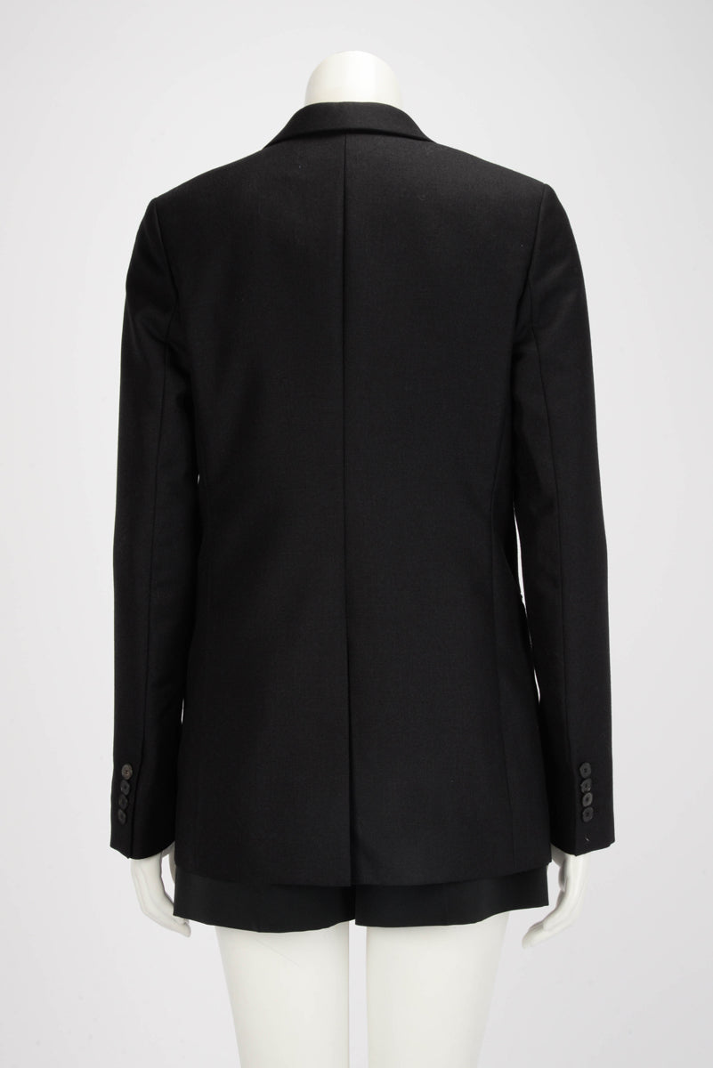 Dior Black Wool Satin Lapel Blazer FR 38