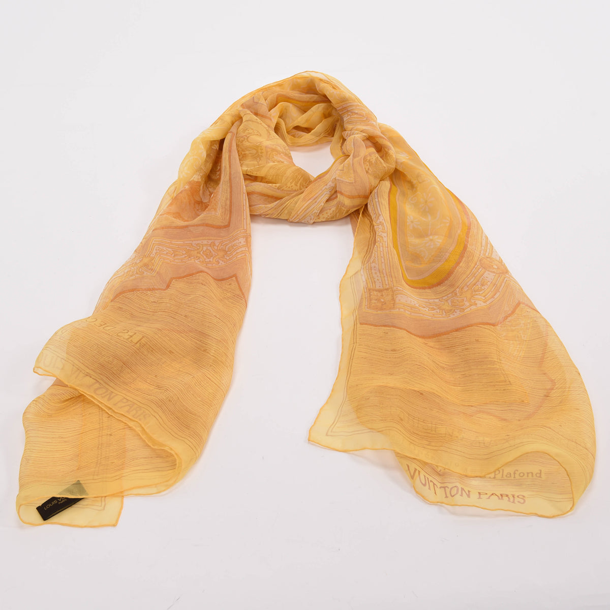 Louis Vuitton Yellow Chiffon Les Decors Parisiens Scarf