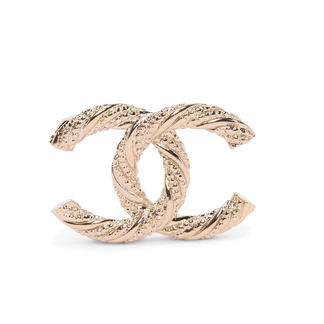 Chanel Light Gold Twisted CC Brooch