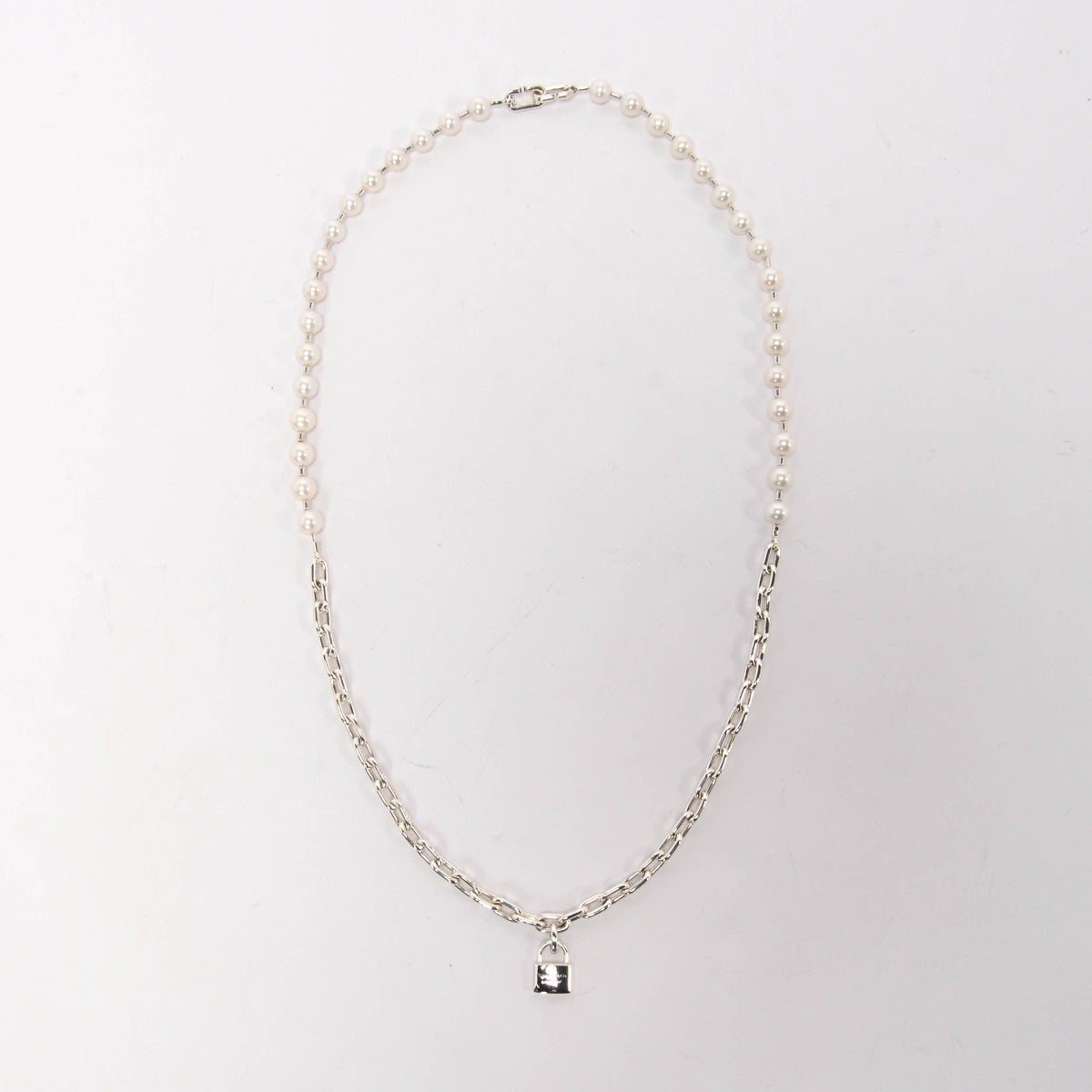 Tiffany & Co Sterling Silver & Freshwater Pearl HardWear Lock Necklace