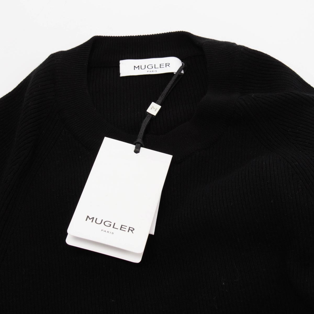 Mugler Black Knit Piercing Detail Midi Dress XL