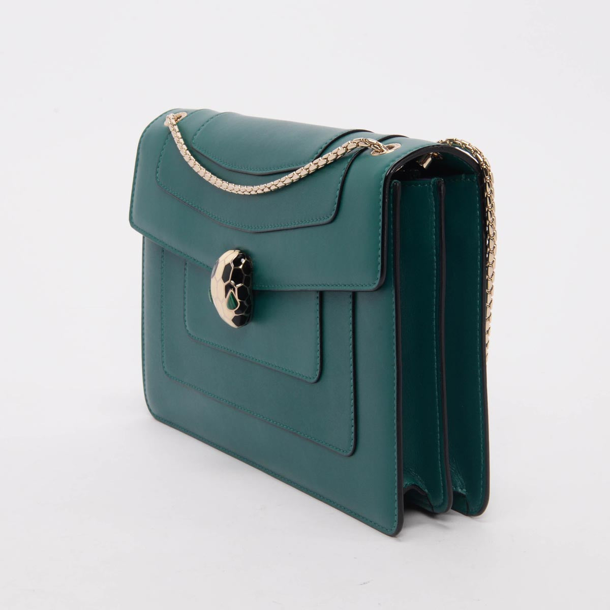 Bulgari Emerald Calfskin Medium Serpenti Forever Bag