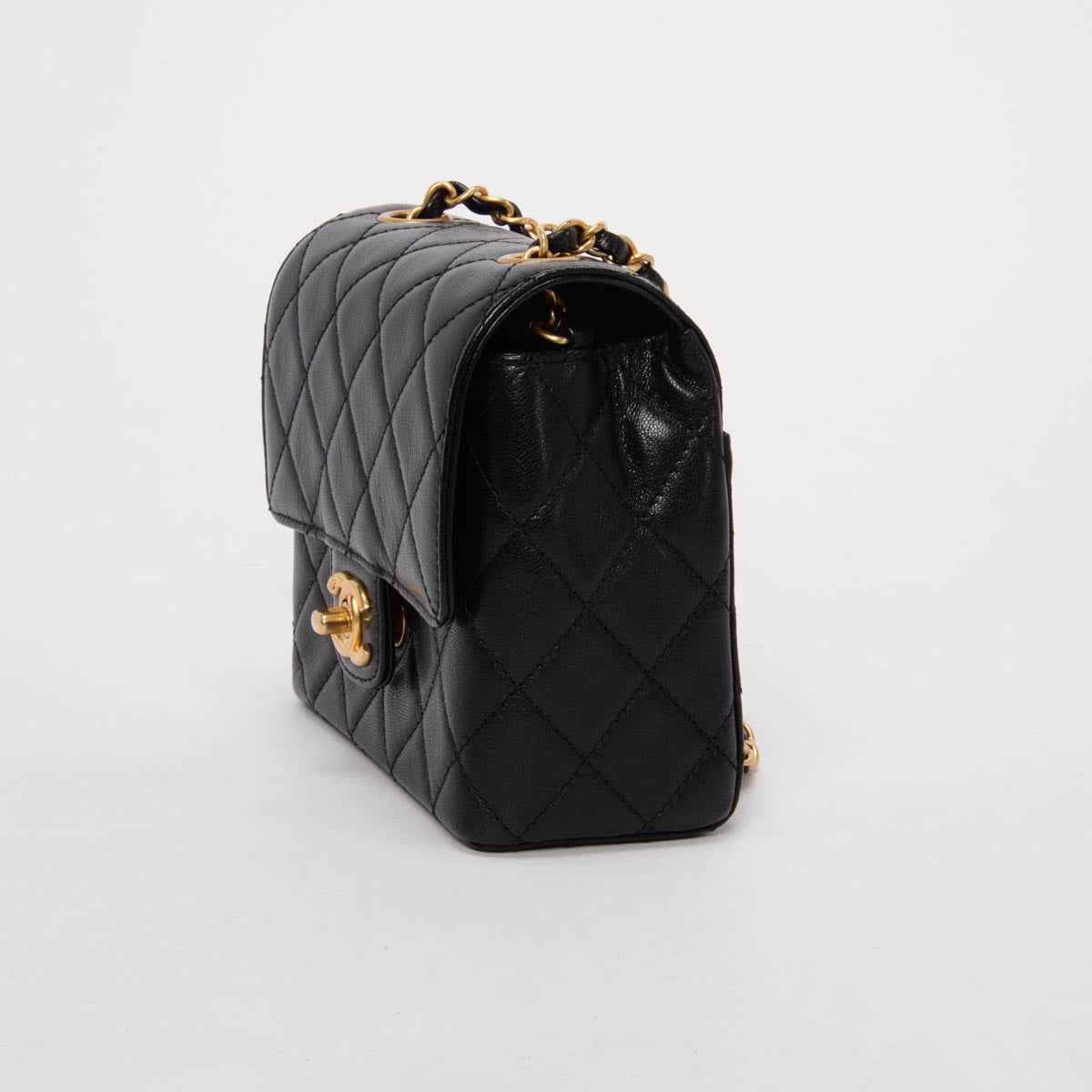 Chanel Black Quilted Goatskin Mini Square Flap Bag