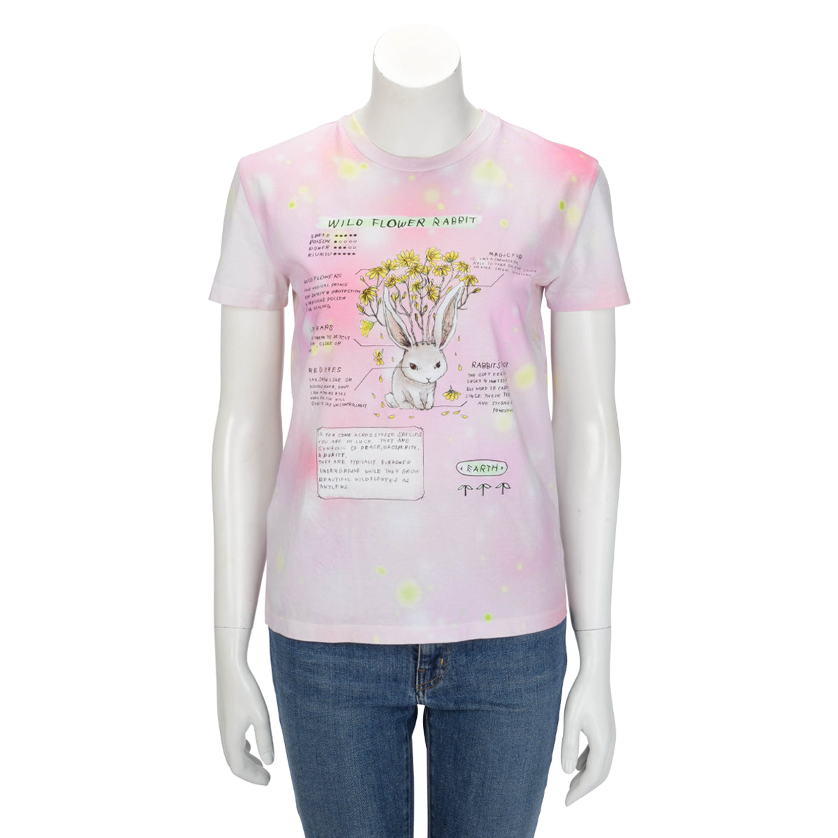 Miu Miu Pink Cotton Wild Flower Rabbit Print T-Shirt S