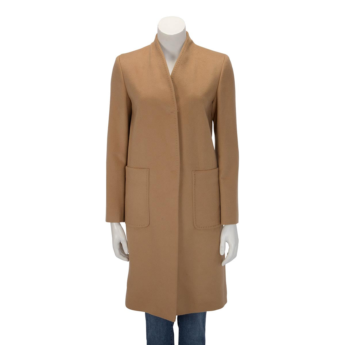 Max Mara Caramel Wool Melton Patch Pocket Coat IT 38
